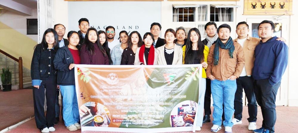 Dignitaries with trainees of hands on barista training in Kohima.